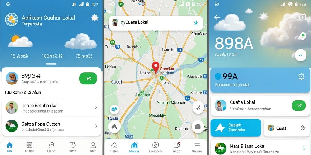 Tampilan antarmuka aplikasi Cuaca Lokal 898A yang informatif.