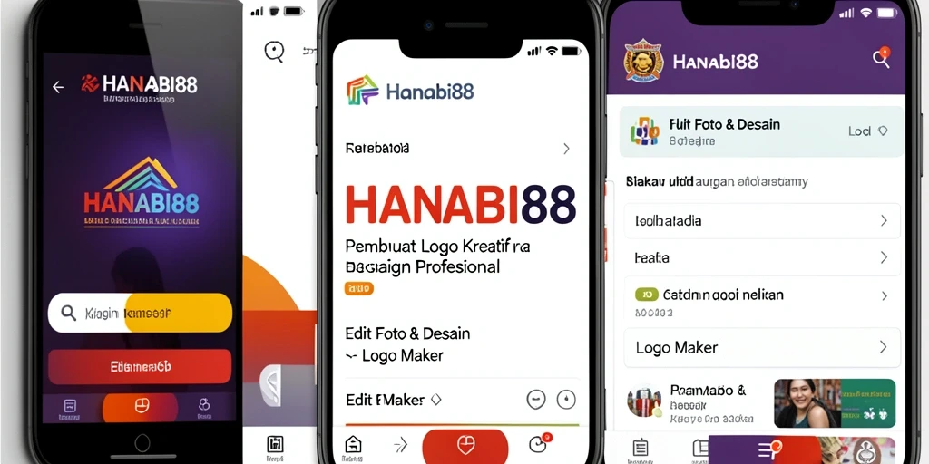Tampilan antarmuka aplikasi HANABI88 untuk pembuatan logo.