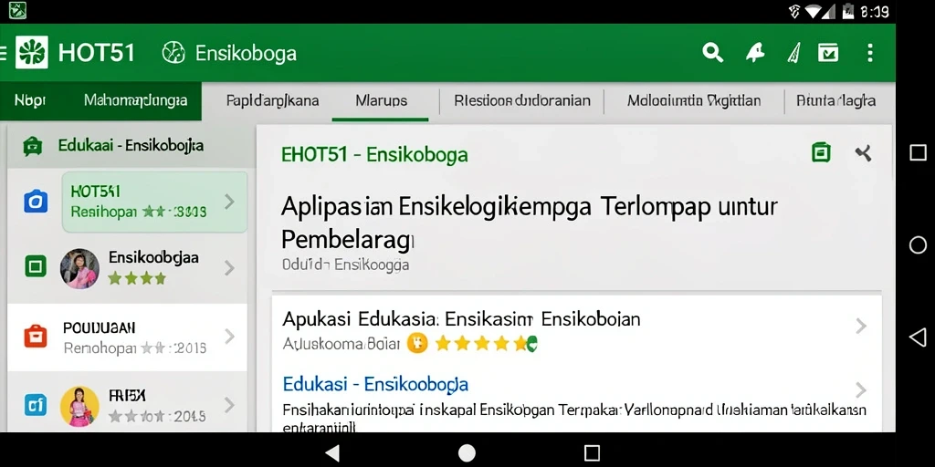 Antarmuka menarik dengan informasi ensiklopedia lengkap.