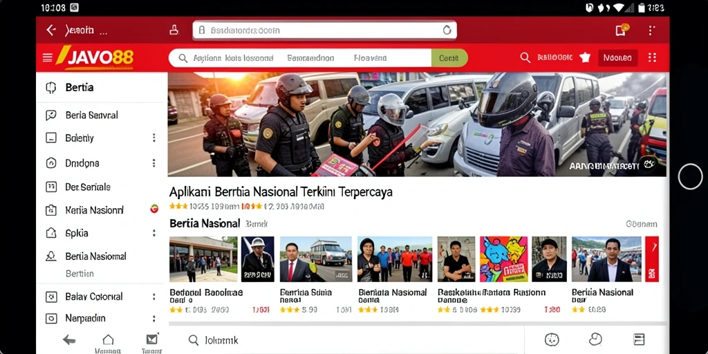 Antarmuka aplikasi berita nasional yang modern dan interaktif.