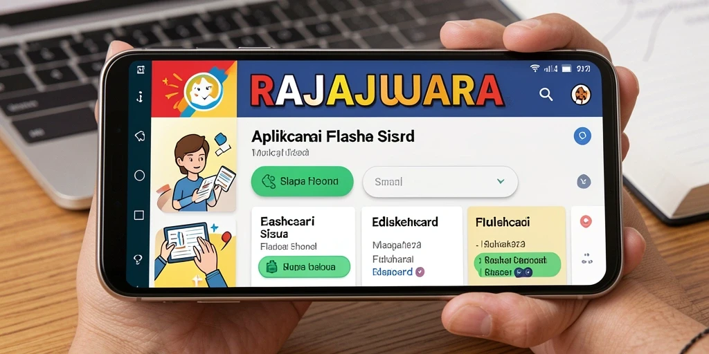 Tampilan antarmuka aplikasi Flashcard RAJAJUARA yang interaktif dan menarik.