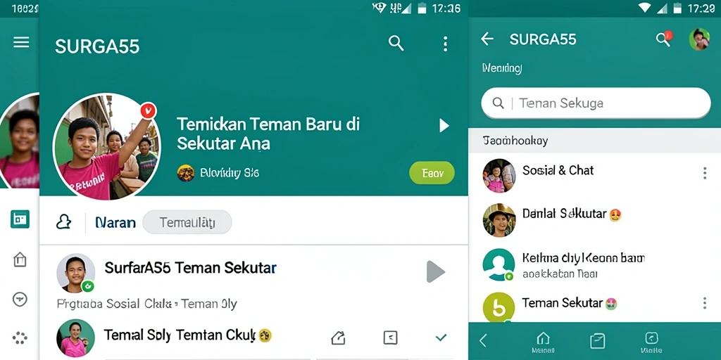 Tampilan antarmuka SURGA55 yang ramah pengguna untuk menjalin pertemanan.